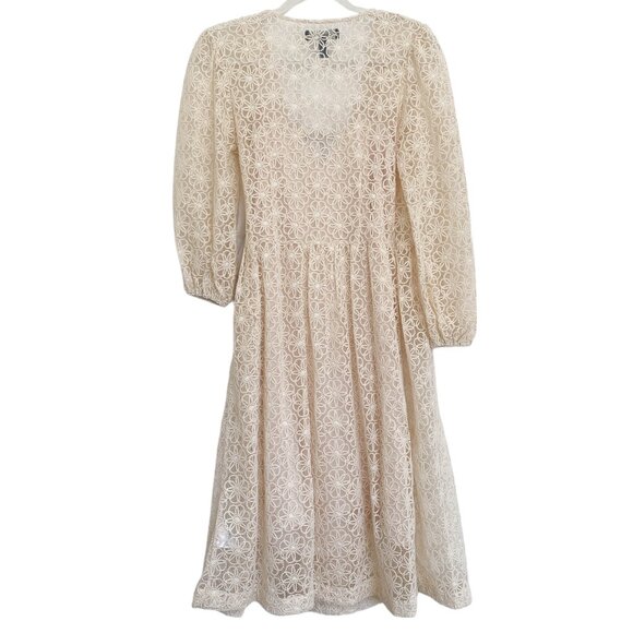 Modcloth Magic In The Air Floral Lace Wrap Dress Size Small Ivory Cream Boho - Picture 3 of 14